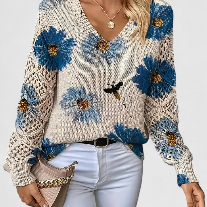 Wysława – Elegancki sweter z kwiatami