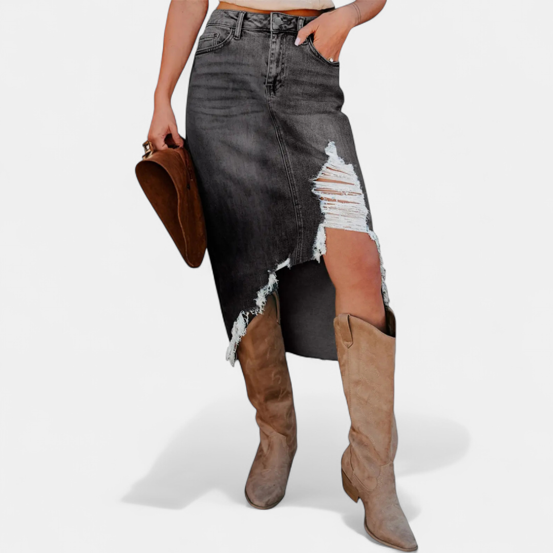 BLAKE™ – Luźna Spódnica Maxi z Denimu z Wysokim Stanem