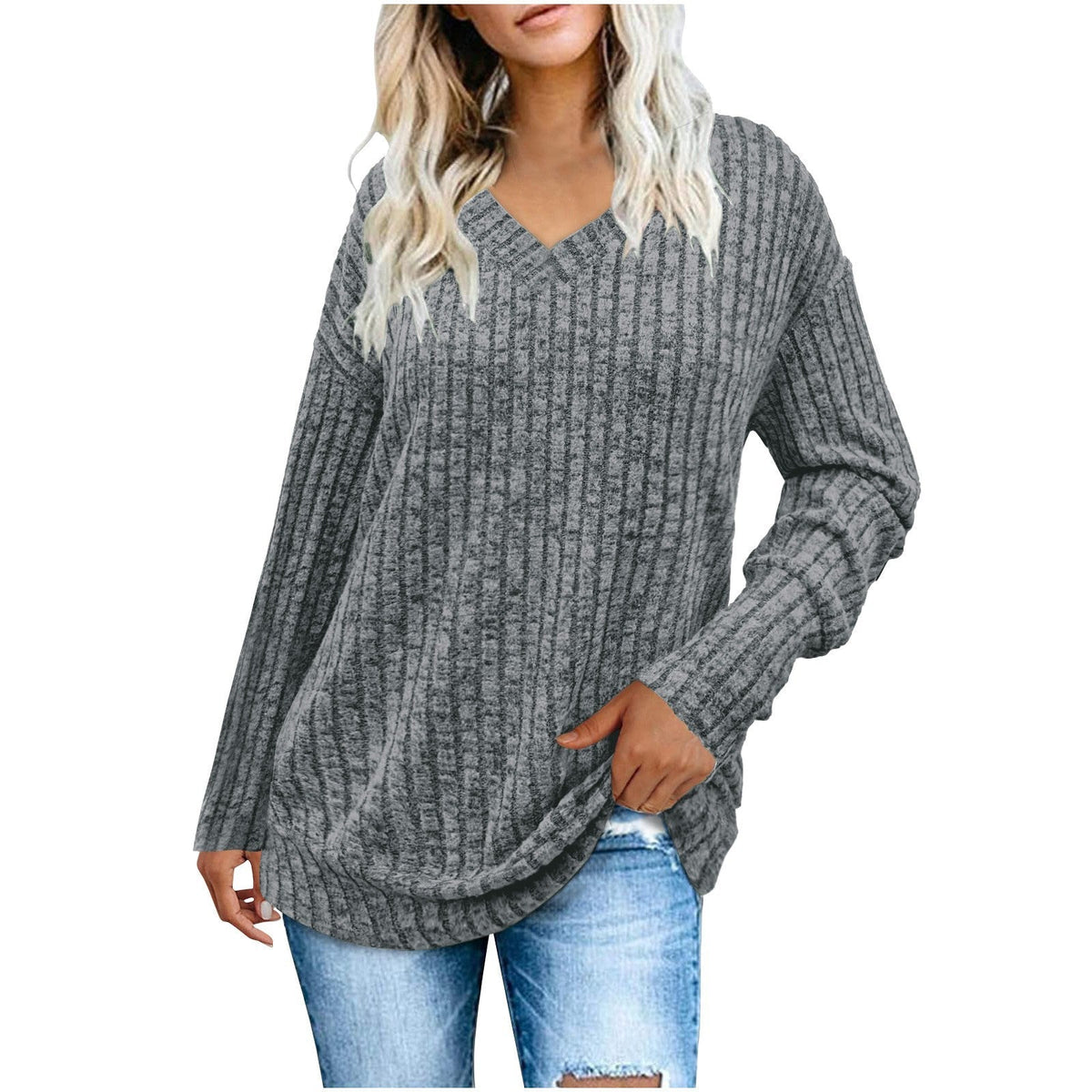 Faeryn – Lekki sweter z dekoltem w serek