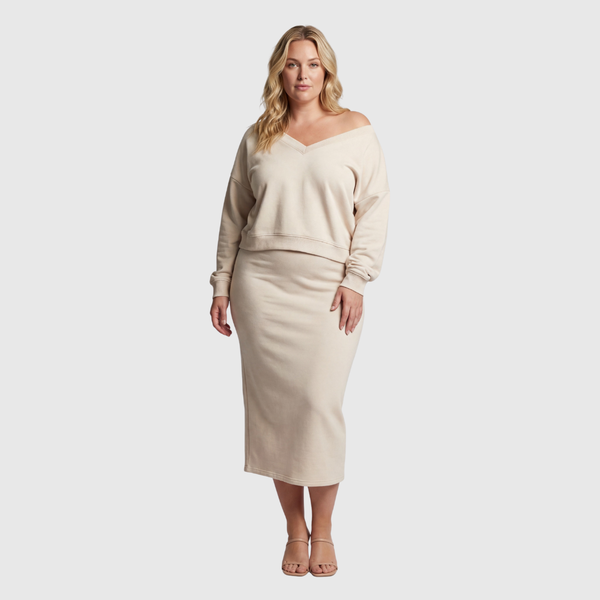 Senna | Zestaw z topem cold-shoulder i spódnicą midi