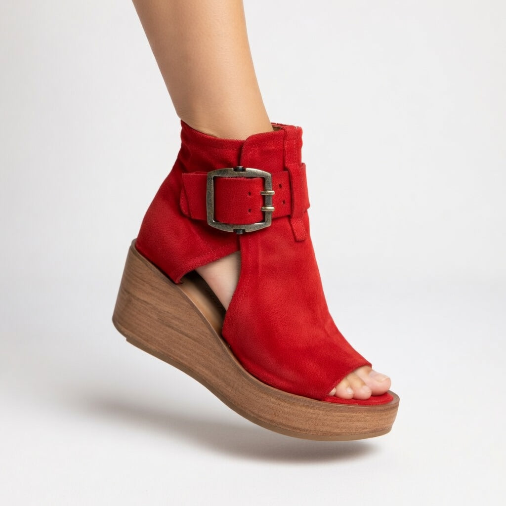 Natalia™ | Bottines kompensowane otwarte w nowoczesnym stylu