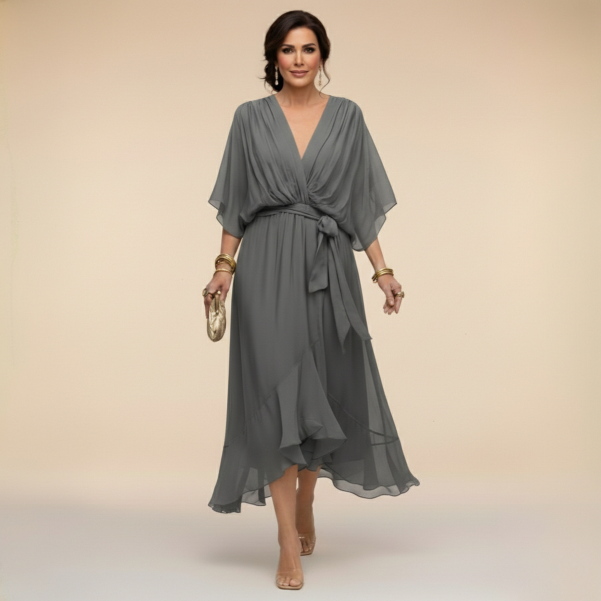 Kasia | Elegancka sukienka wrap z dekoltem w kształcie V