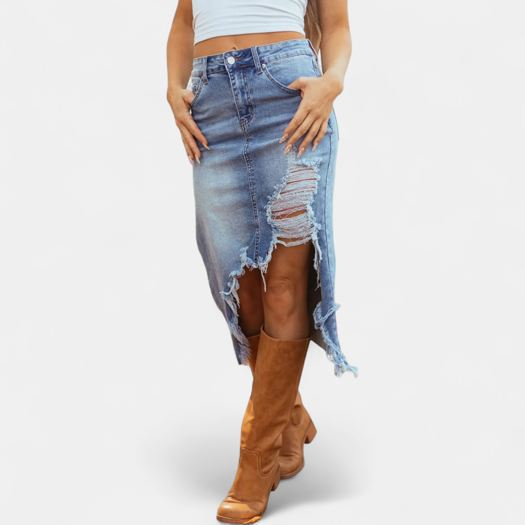 BLAKE™ – Luźna Spódnica Maxi z Denimu z Wysokim Stanem