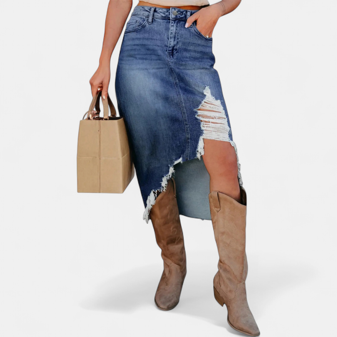 BLAKE™ – Luźna Spódnica Maxi z Denimu z Wysokim Stanem