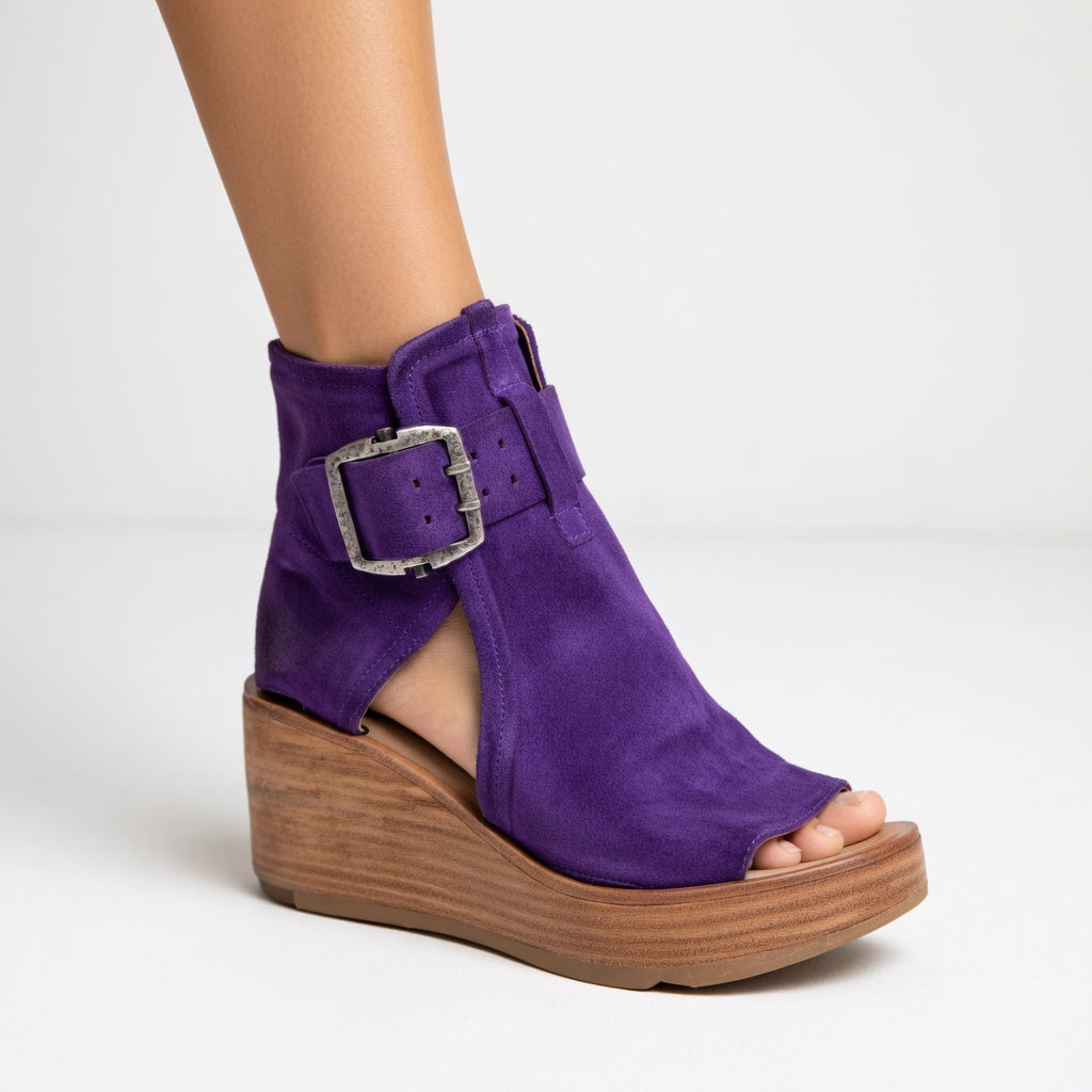 Natalia™ | Bottines kompensowane otwarte w nowoczesnym stylu